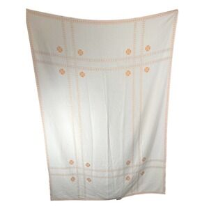 Vintage Boho Scandi Table Cloth Cream Orange Embroidered Floral Cottagecore‎
